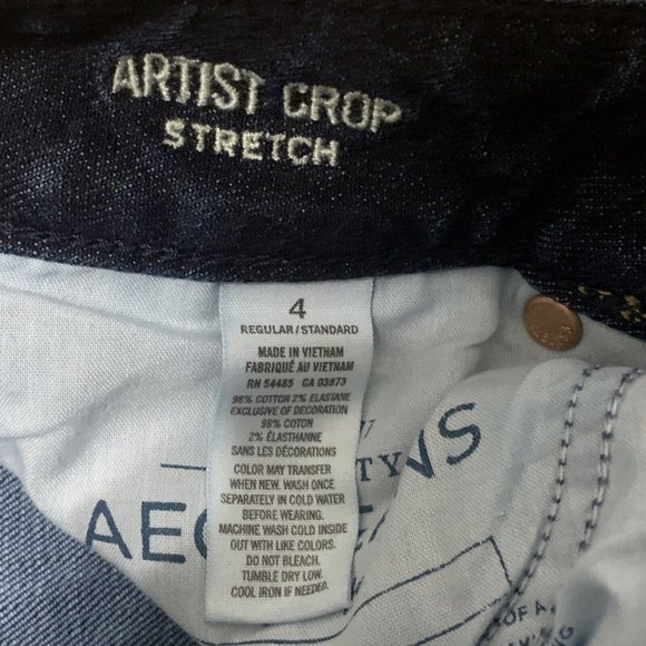 Women's American Eagle Denim Jeans Size 4 Blue Regular Artist Crop Stretch - Picture 9 of 11